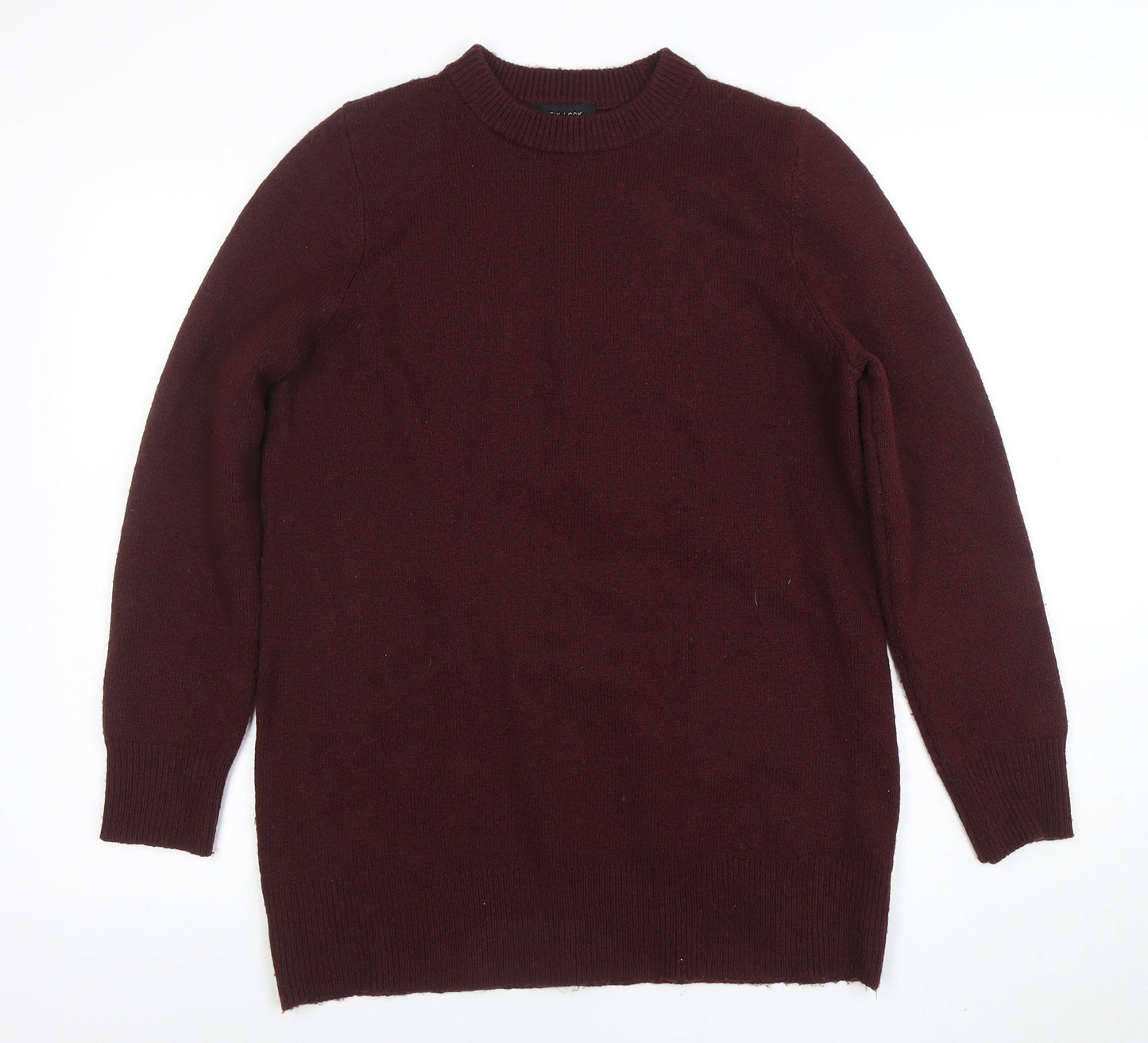 New Look Women's Burgundy Crew Neck Long Sleeve Jumper Size 10