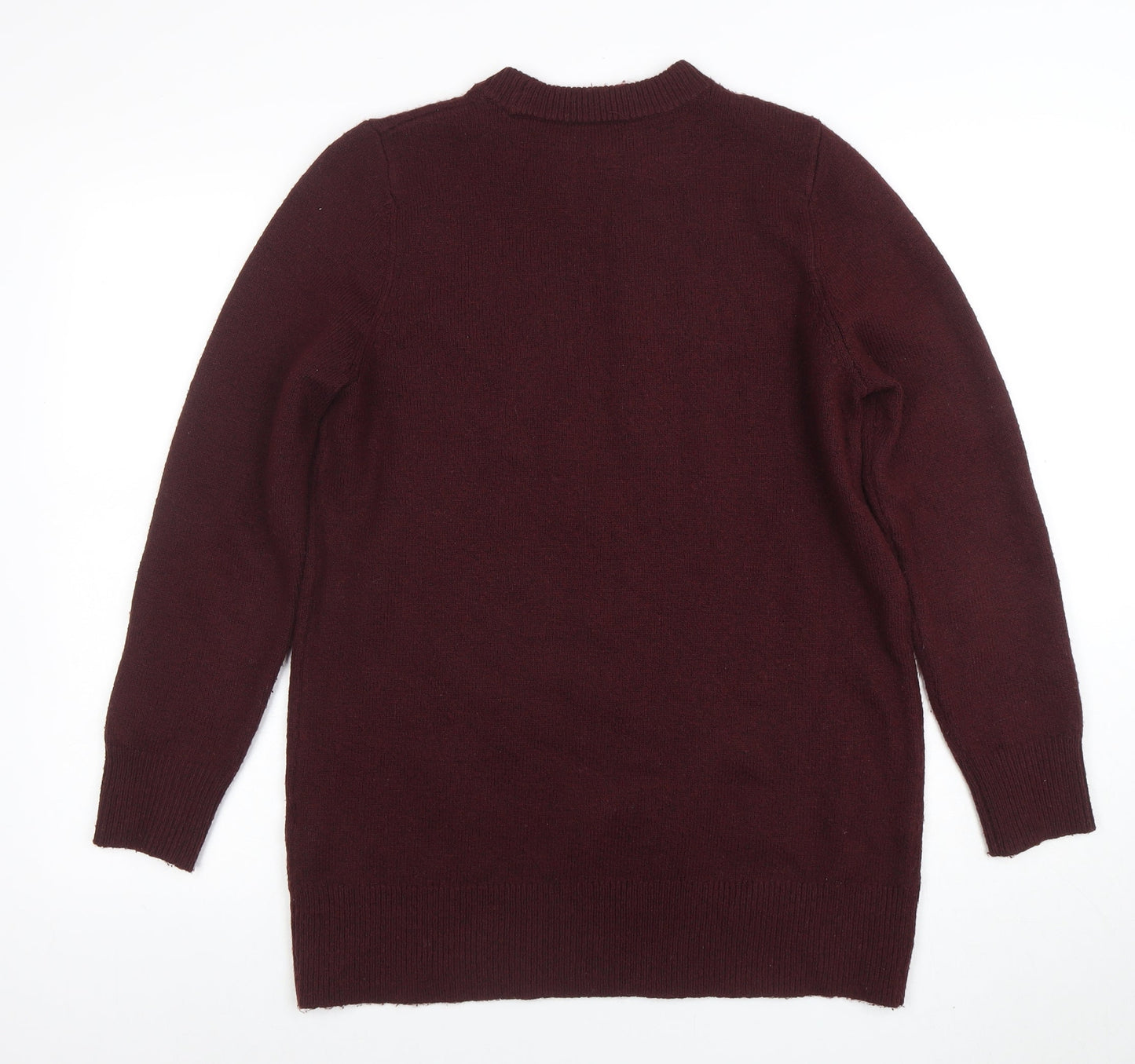 New Look Women's Burgundy Crew Neck Long Sleeve Jumper Size 10