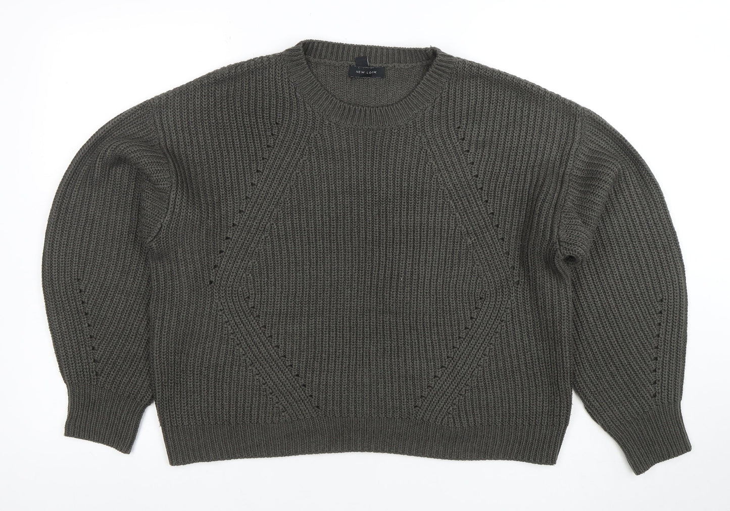 New Look Womens Grey Chunky Knit Crew Neck Pullover Jumper M