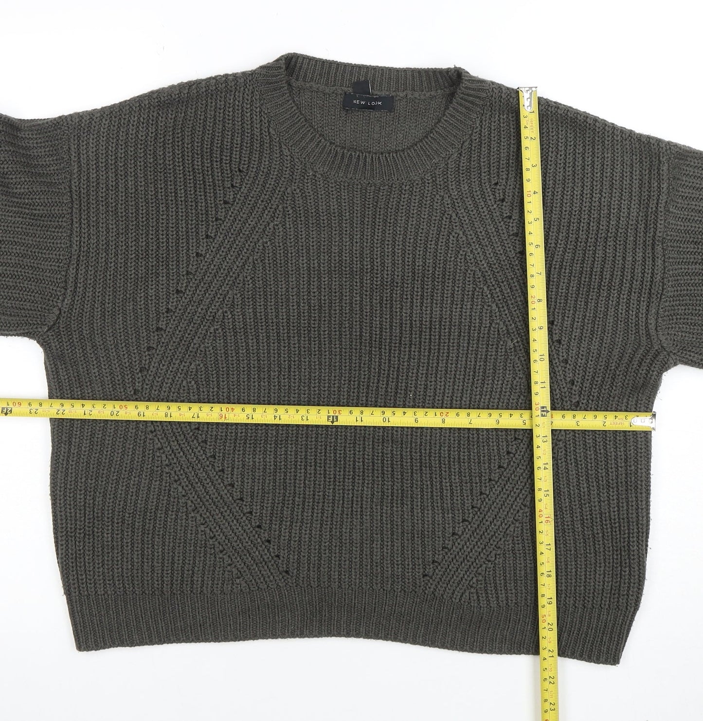 New Look Womens Grey Chunky Knit Crew Neck Pullover Jumper M