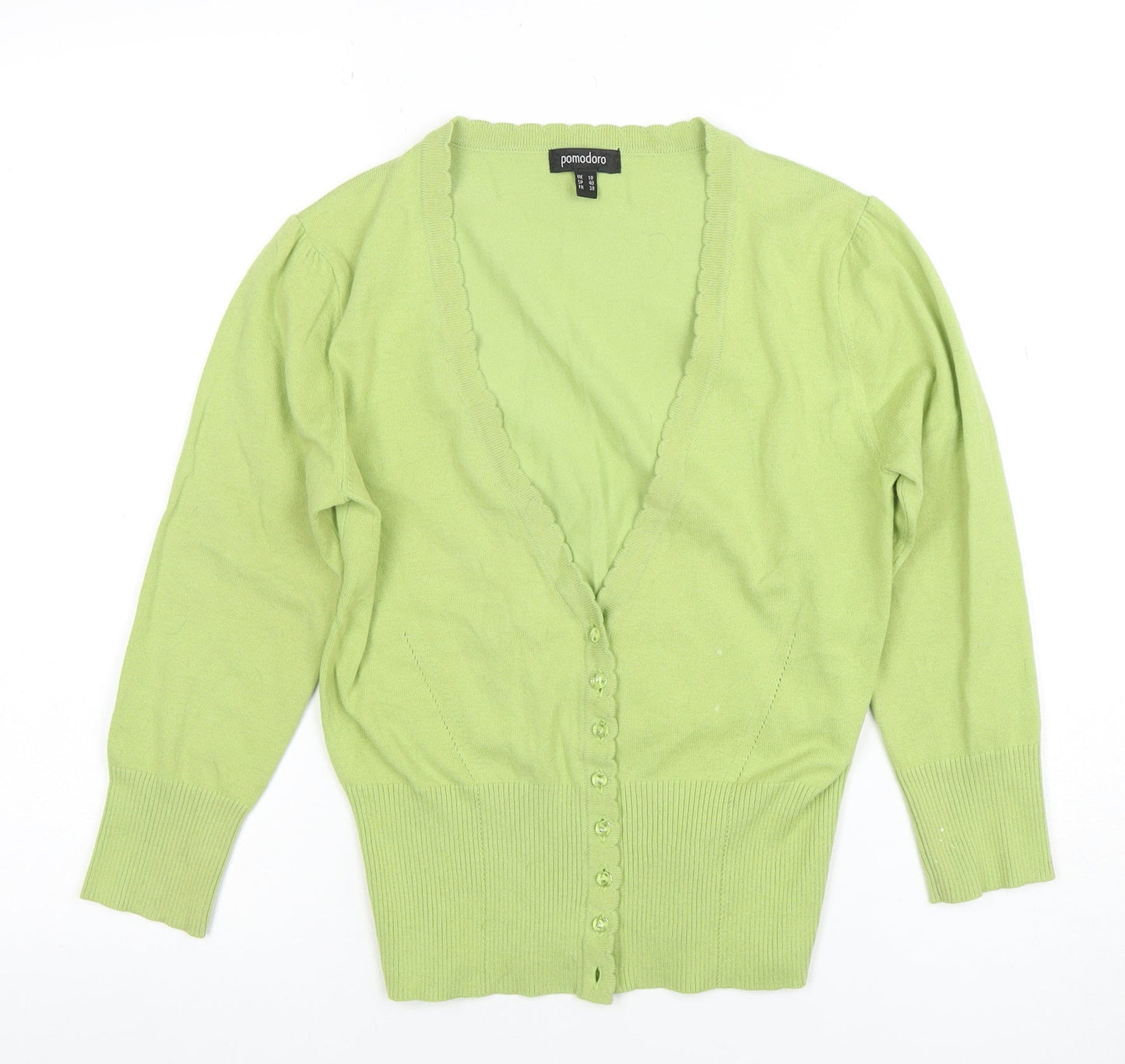 Pomodoro Women’s Green Cotton V-Neck Button Cardigan Size 10