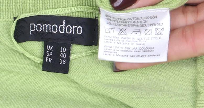 Pomodoro Women’s Green Cotton V-Neck Button Cardigan Size 10