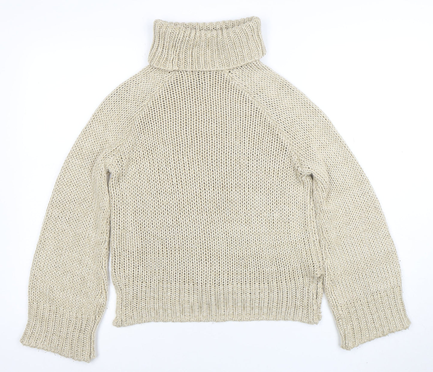 DIVIDED Women's Beige Roll Neck Chunky Knit Jumper XS