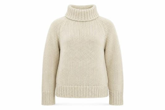 DIVIDED Women's Beige Roll Neck Chunky Knit Jumper XS