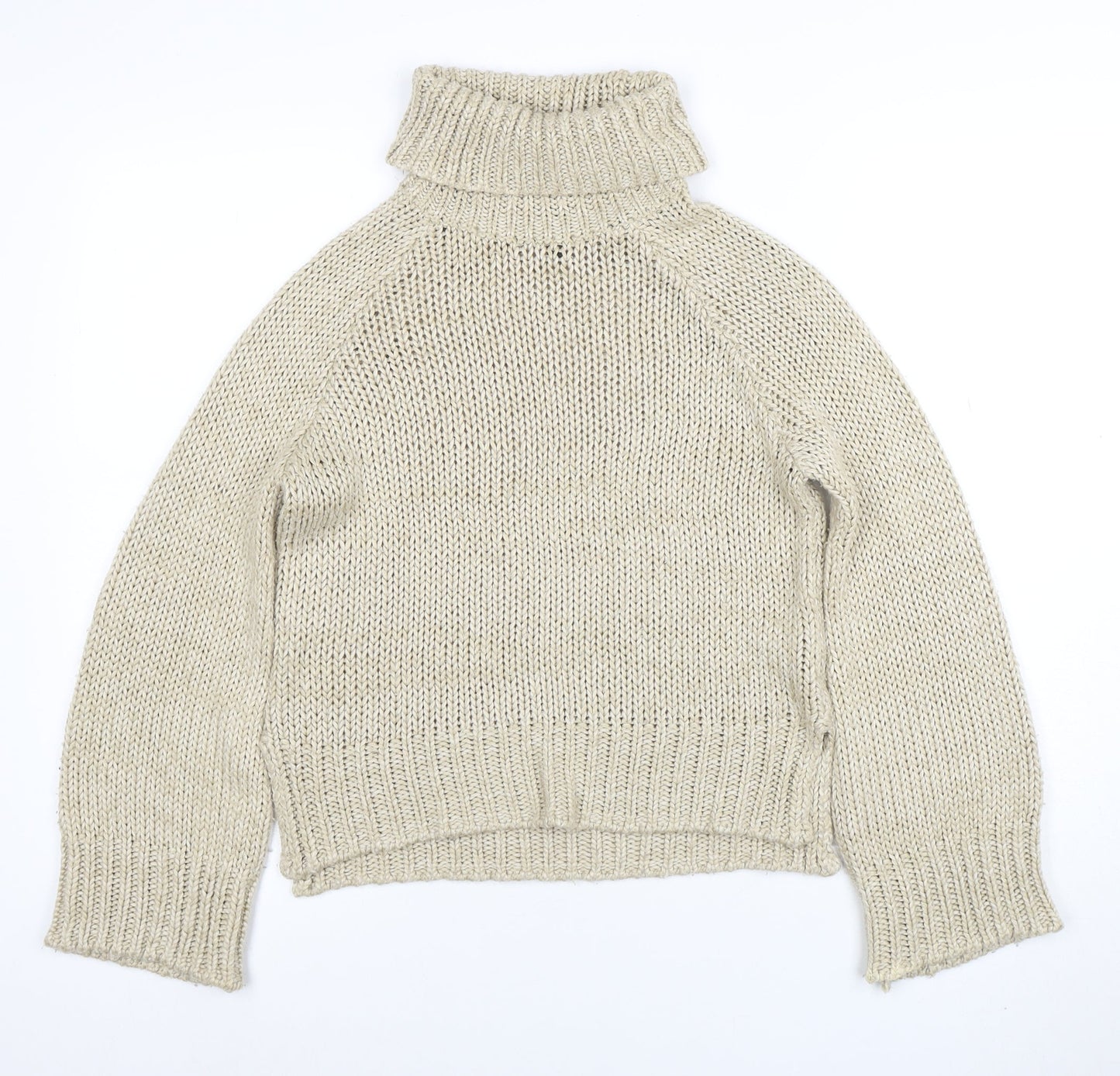 DIVIDED Women's Beige Roll Neck Chunky Knit Jumper XS