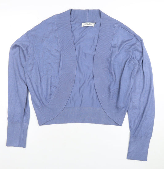 Grace Karin Womens Blue Knit Open Cardigan Size L Lightweight Casual