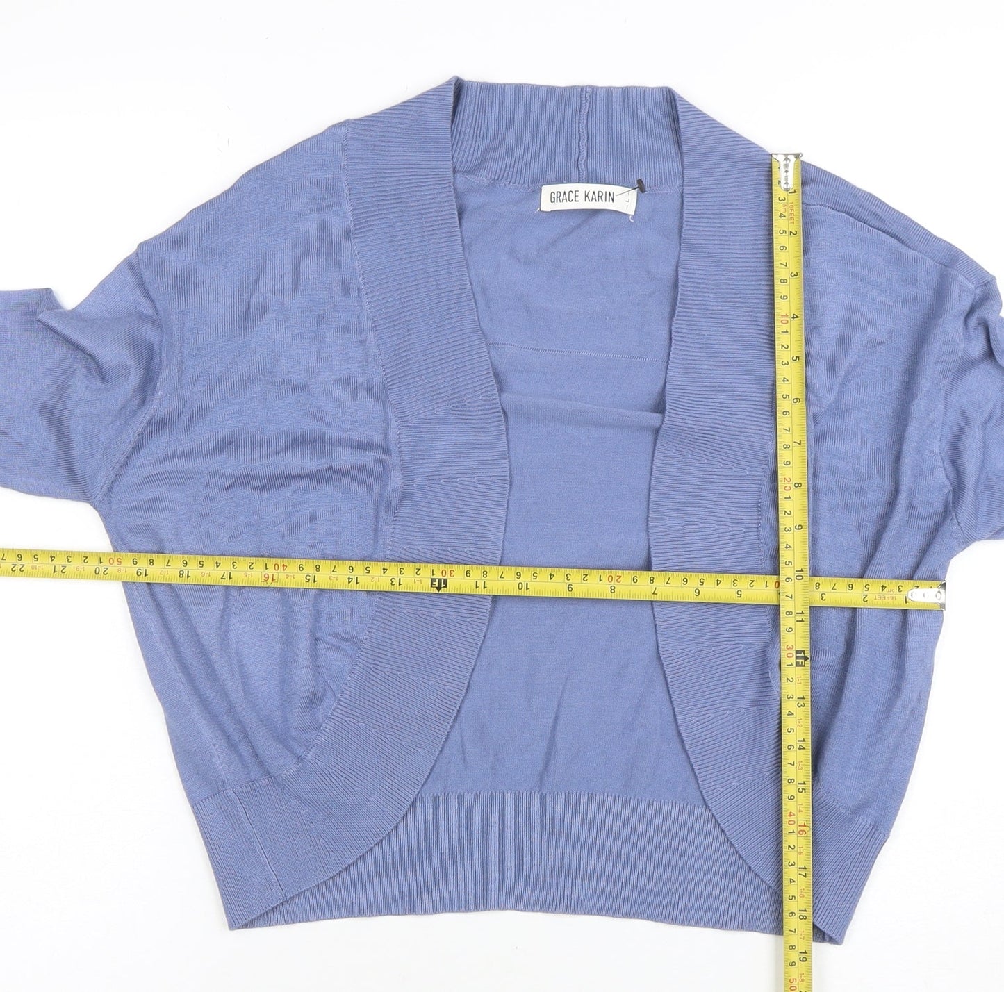 Grace Karin Womens Blue Knit Open Cardigan Size L Lightweight Casual