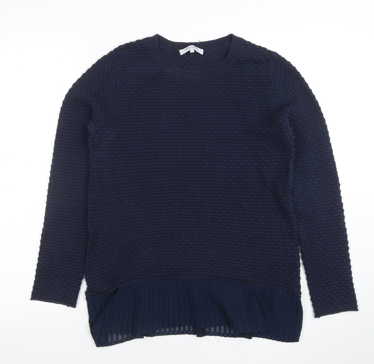 Great Plains Women's Blue Knit Pleated Hem Pullover Jumper Size M