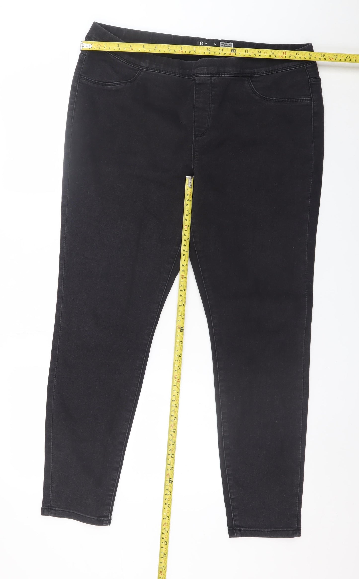 TEX Womens Black Jegging Jeans XL Slim Fit Stretch Denim