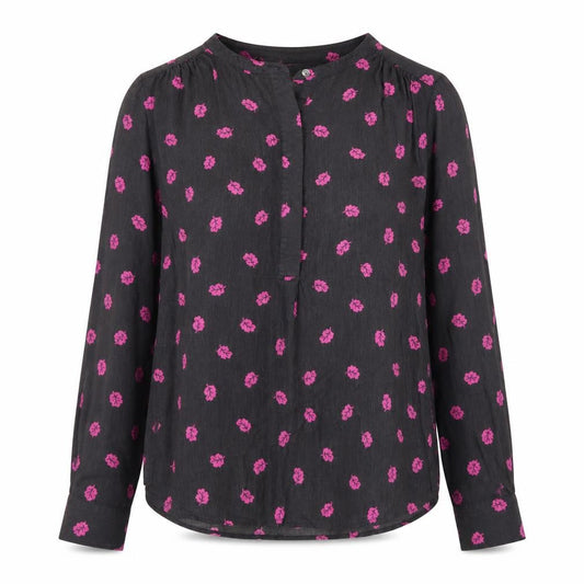 Boden Women’s Black Floral Long Sleeve Viscose Tunic Blouse UK 12