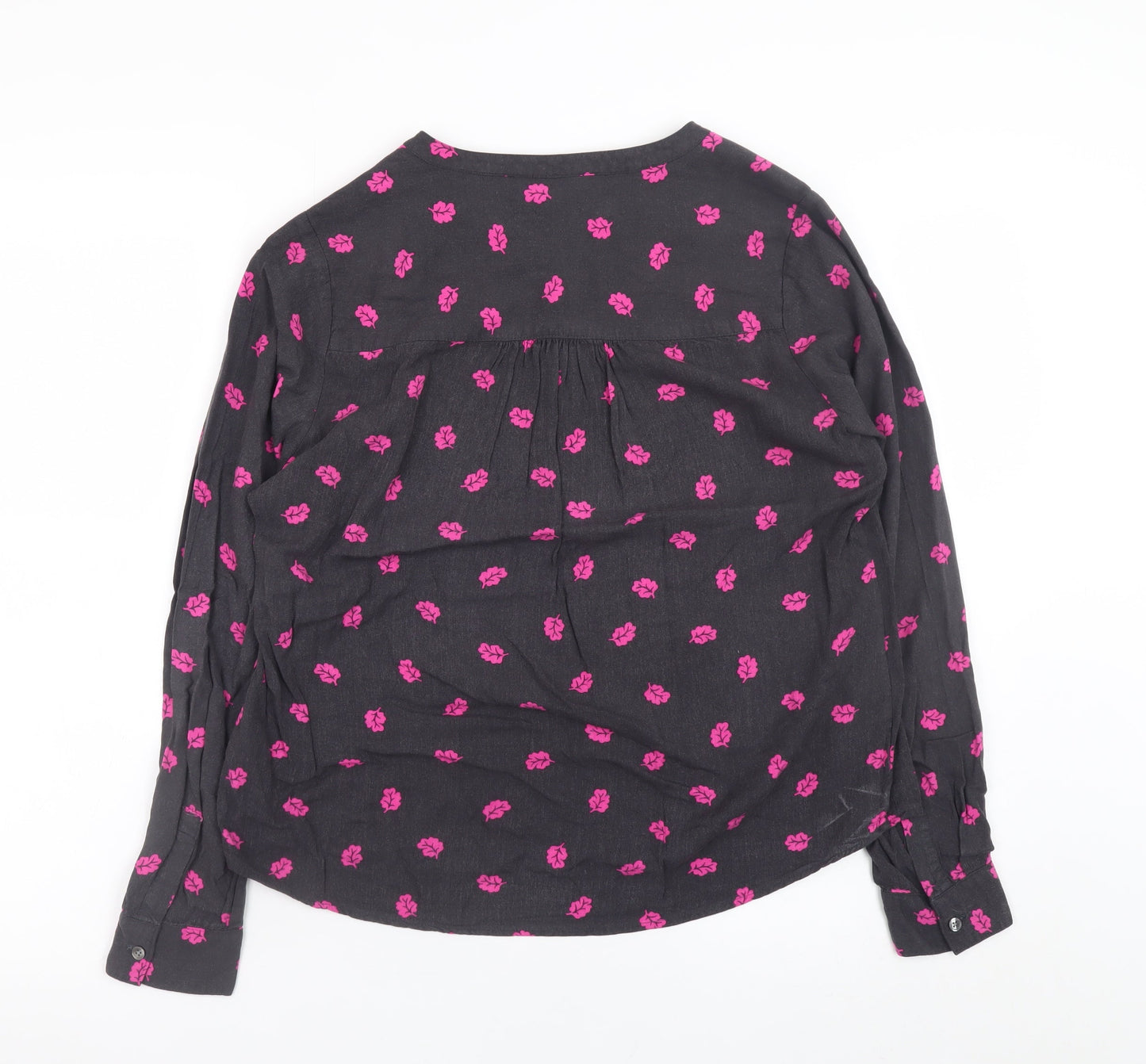 Boden Women’s Black Floral Long Sleeve Viscose Tunic Blouse UK 12