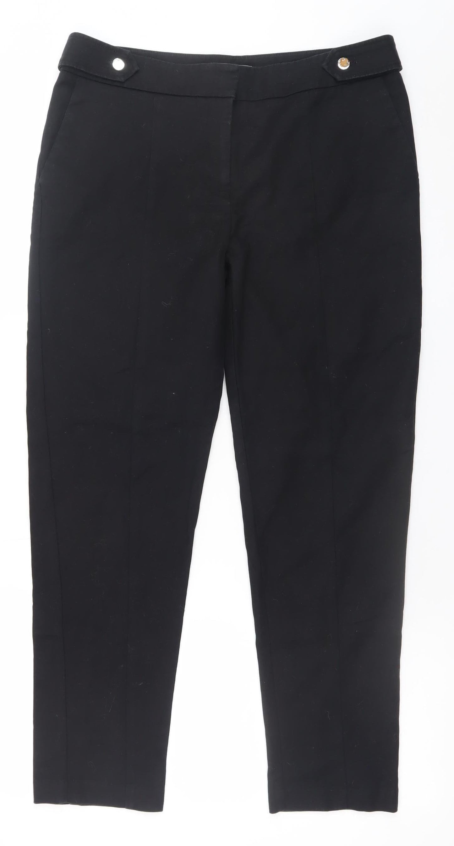 Oasis Women Black Cropped Slim Trousers Size 12