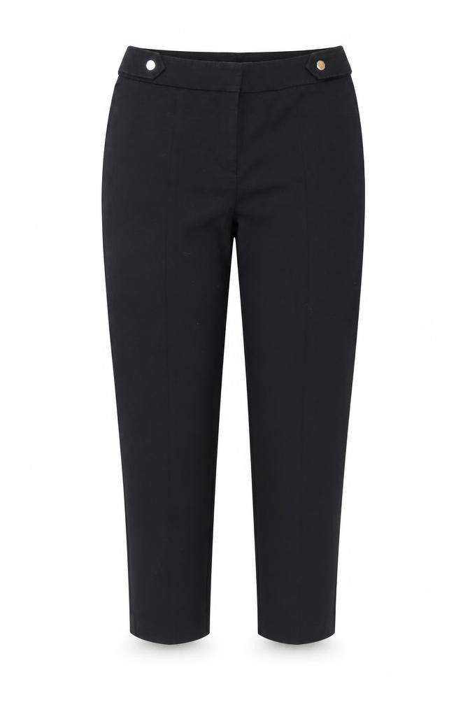 Oasis Women Black Cropped Slim Trousers Size 12