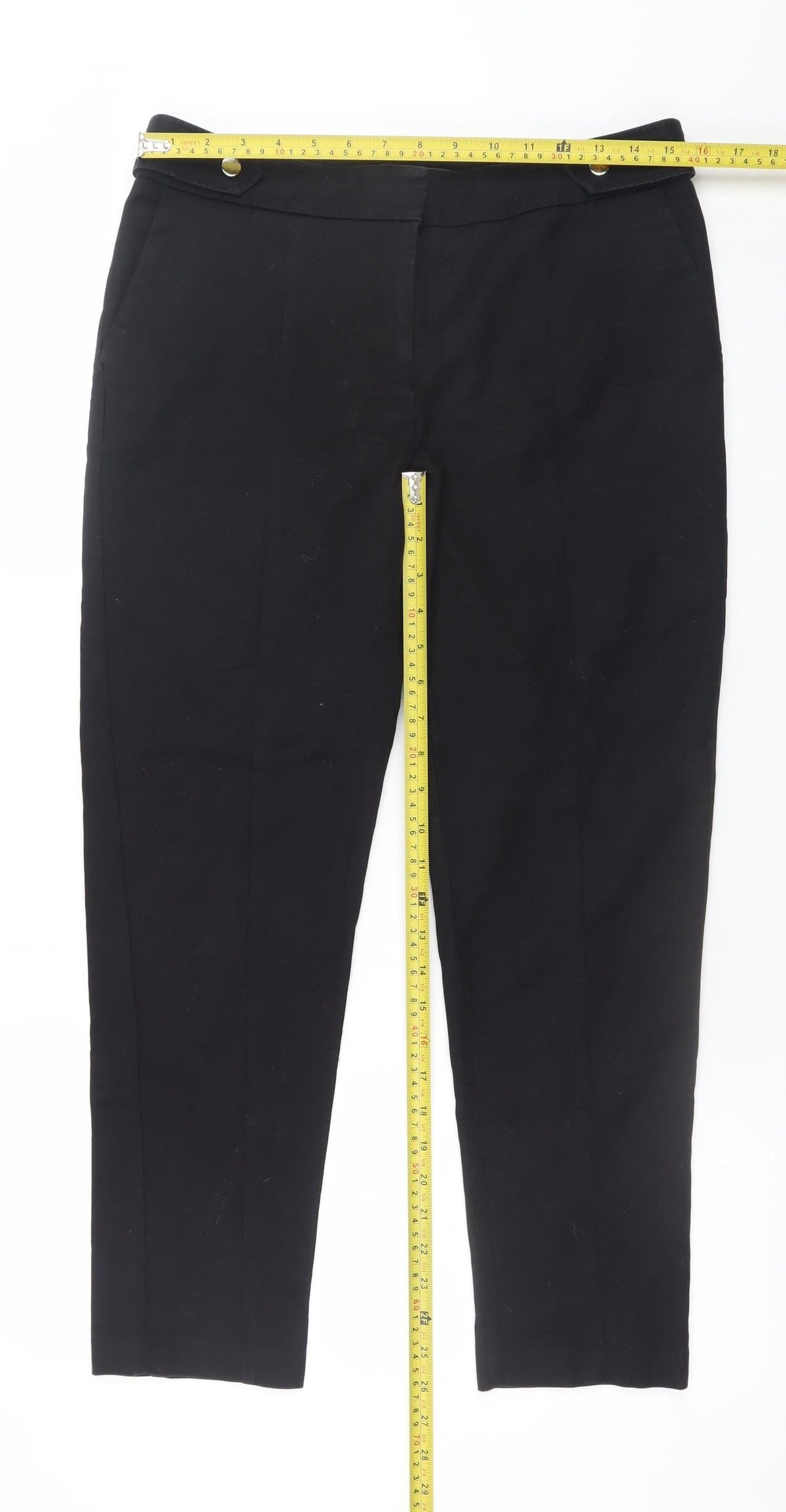 Oasis Women Black Cropped Slim Trousers Size 12