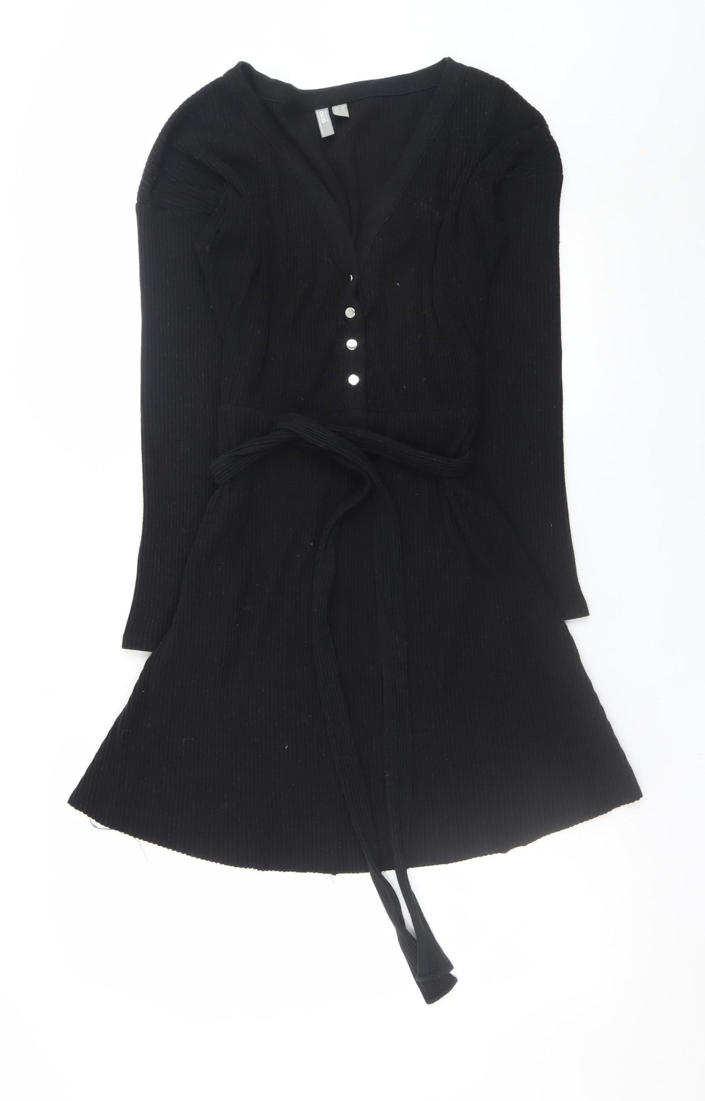 ASOS Women’s Black Fit & Flare Knit Button Long Sleeve Dress UK 10