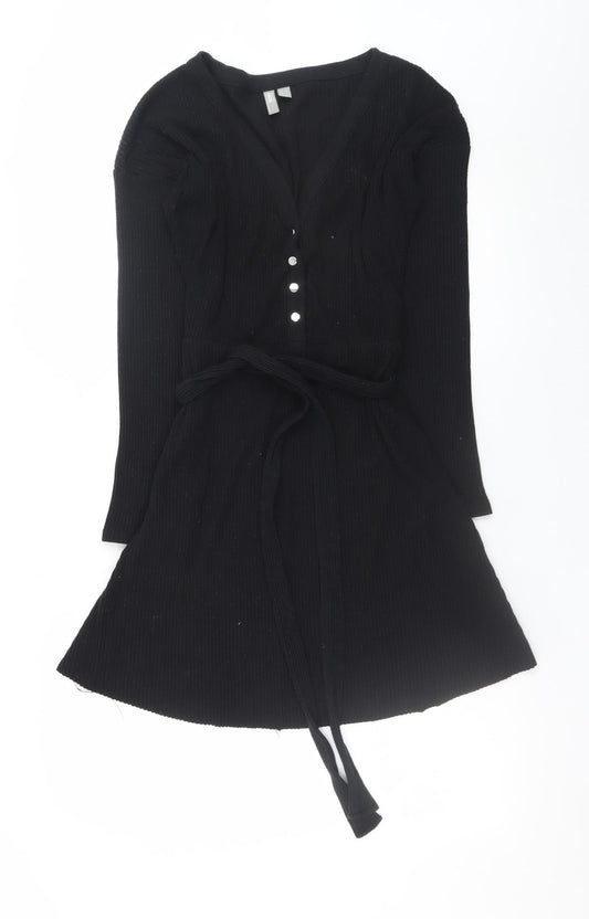 ASOS Women’s Black Fit & Flare Knit Button Long Sleeve Dress UK 10