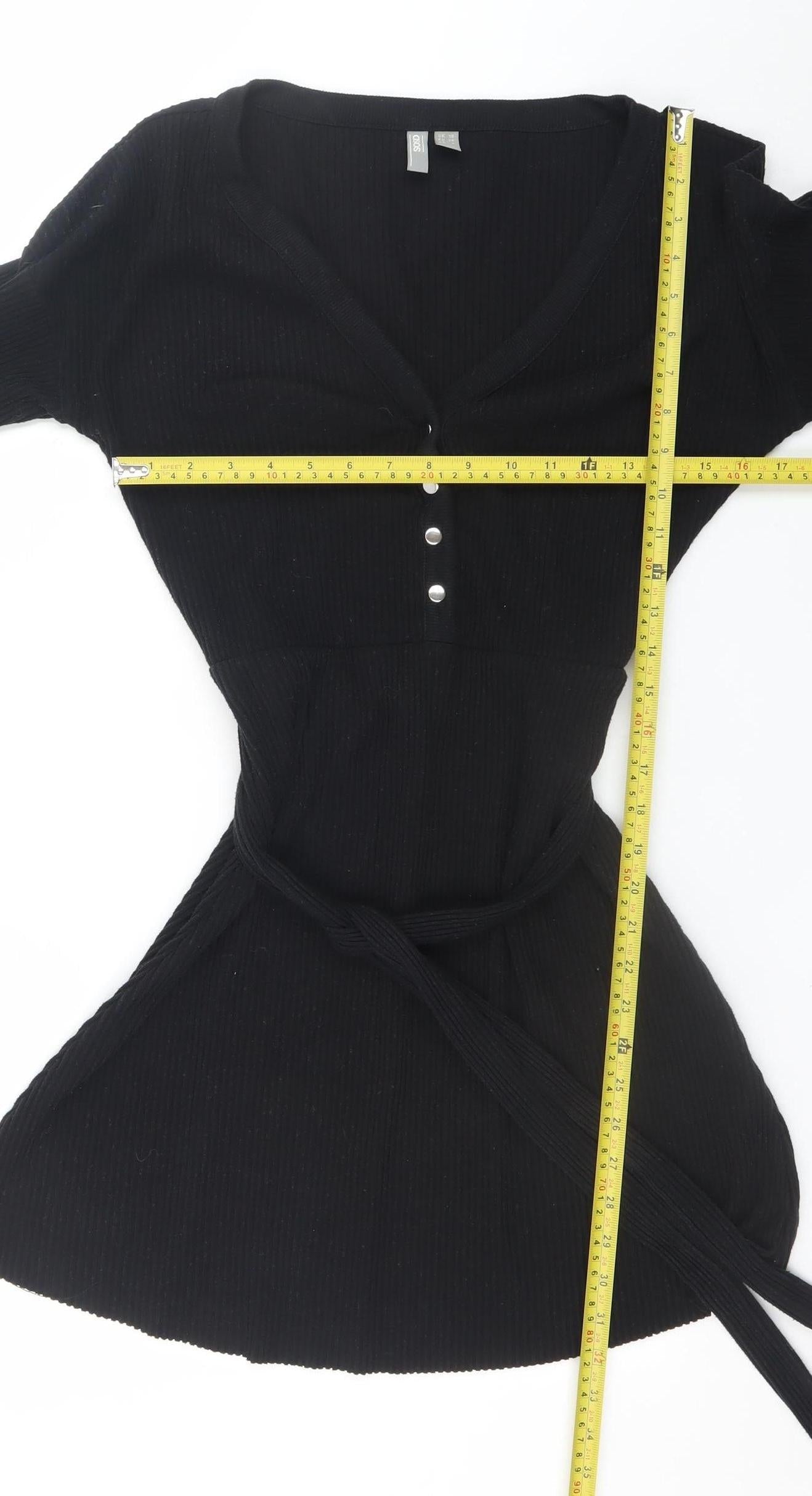 ASOS Women’s Black Fit & Flare Knit Button Long Sleeve Dress UK 10
