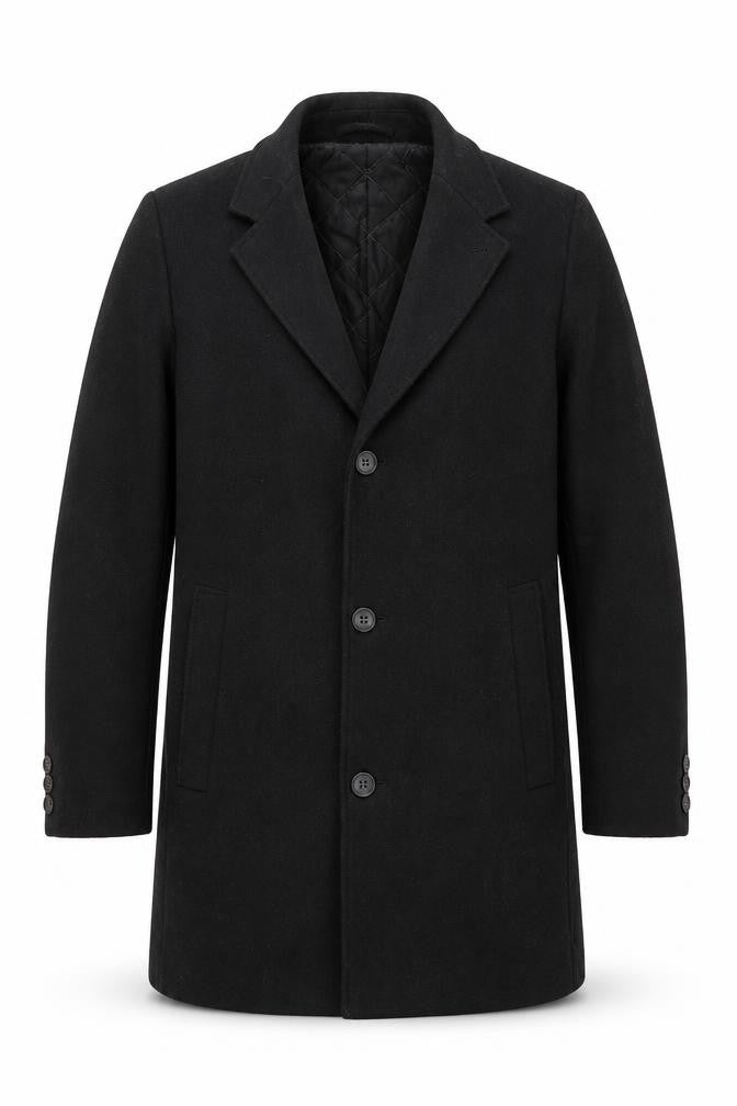 Navyboot Men's Black Wool Blend Overcoat Size 48 Regular