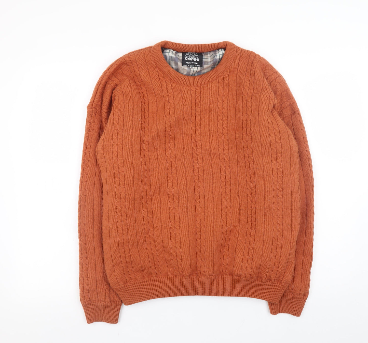 Ceres Golfwear Men’s Brown Cable Knit Cotton Pullover Sweatshirt M