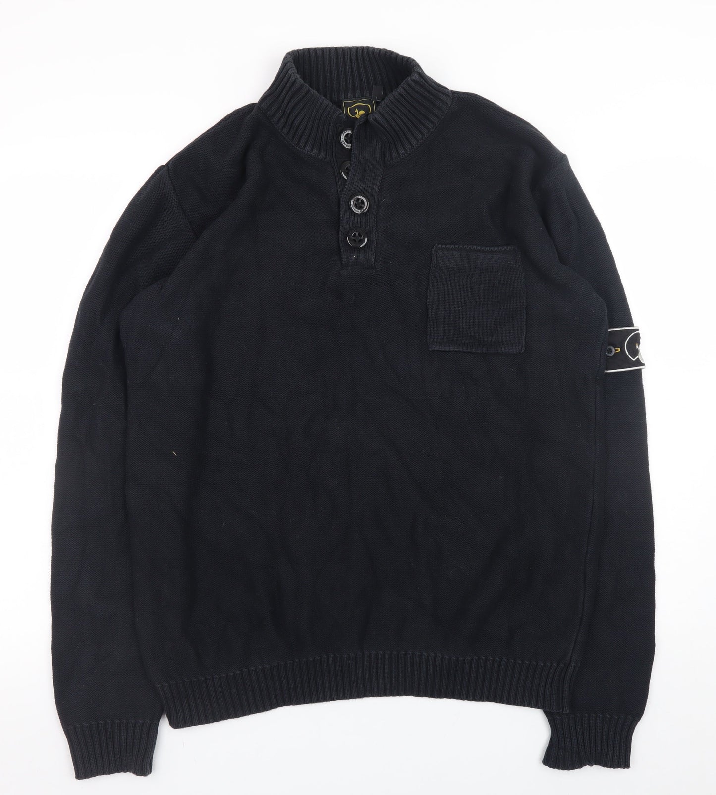 Leeds Originals Men’s Black XL Cotton Henley Jumper
