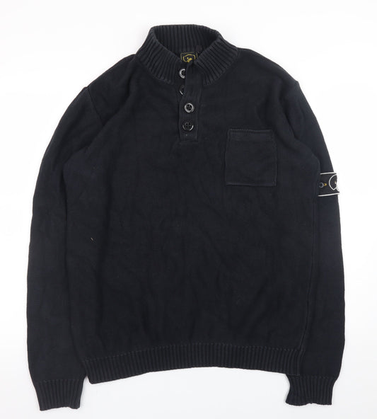 Leeds Originals Men’s Black XL Cotton Henley Jumper