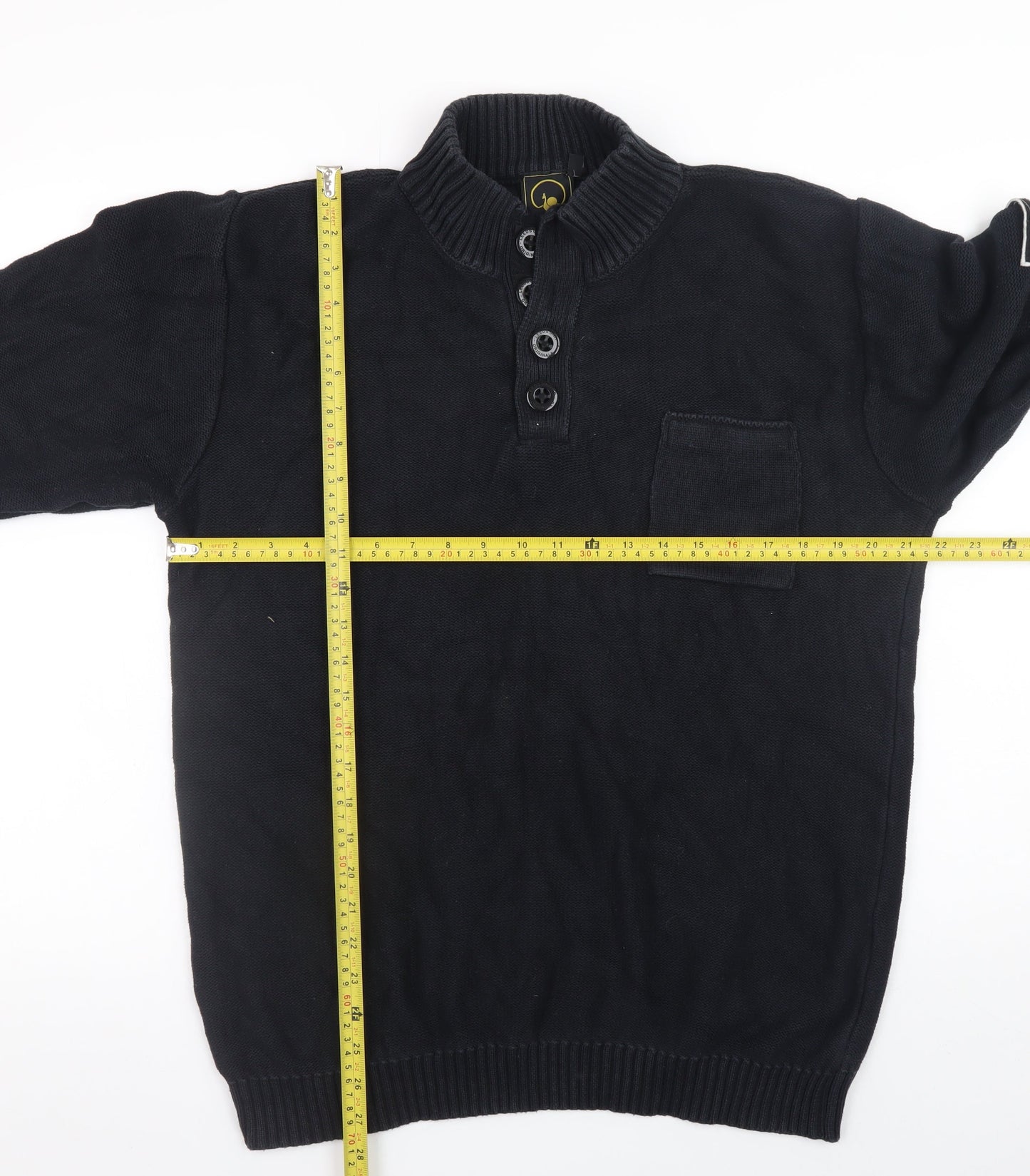 Leeds Originals Men’s Black XL Cotton Henley Jumper