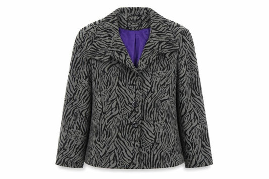 M&Co Women Grey Animal Print Wool Blend Blazer Size 14