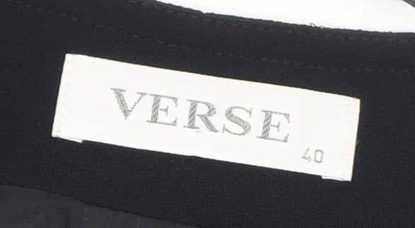 Verse Women’s Black Mid-Length Zip Blazer Jacket Size 12 Classic Workwear