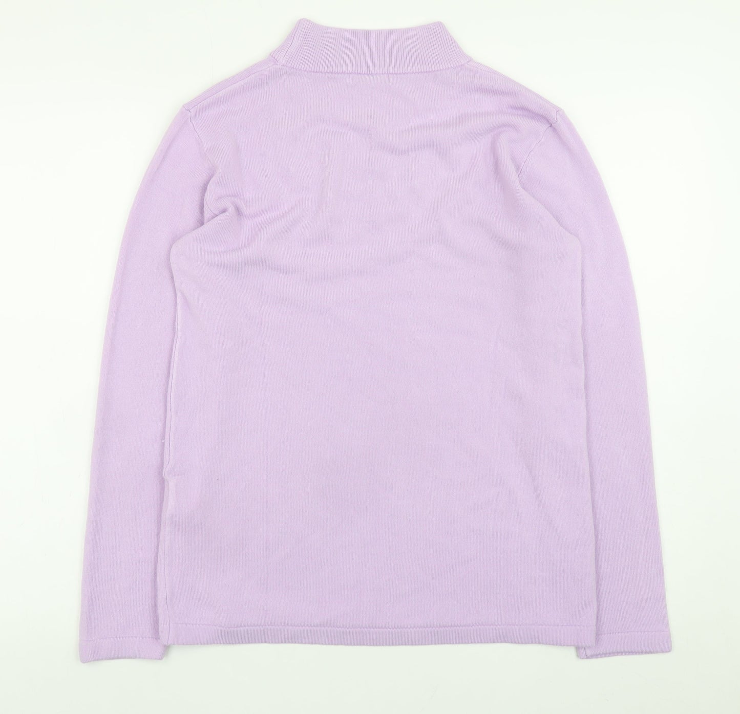 Damart Womens Purple Mock Neck Beaded Long Sleeve Pullover Jumper Size 10