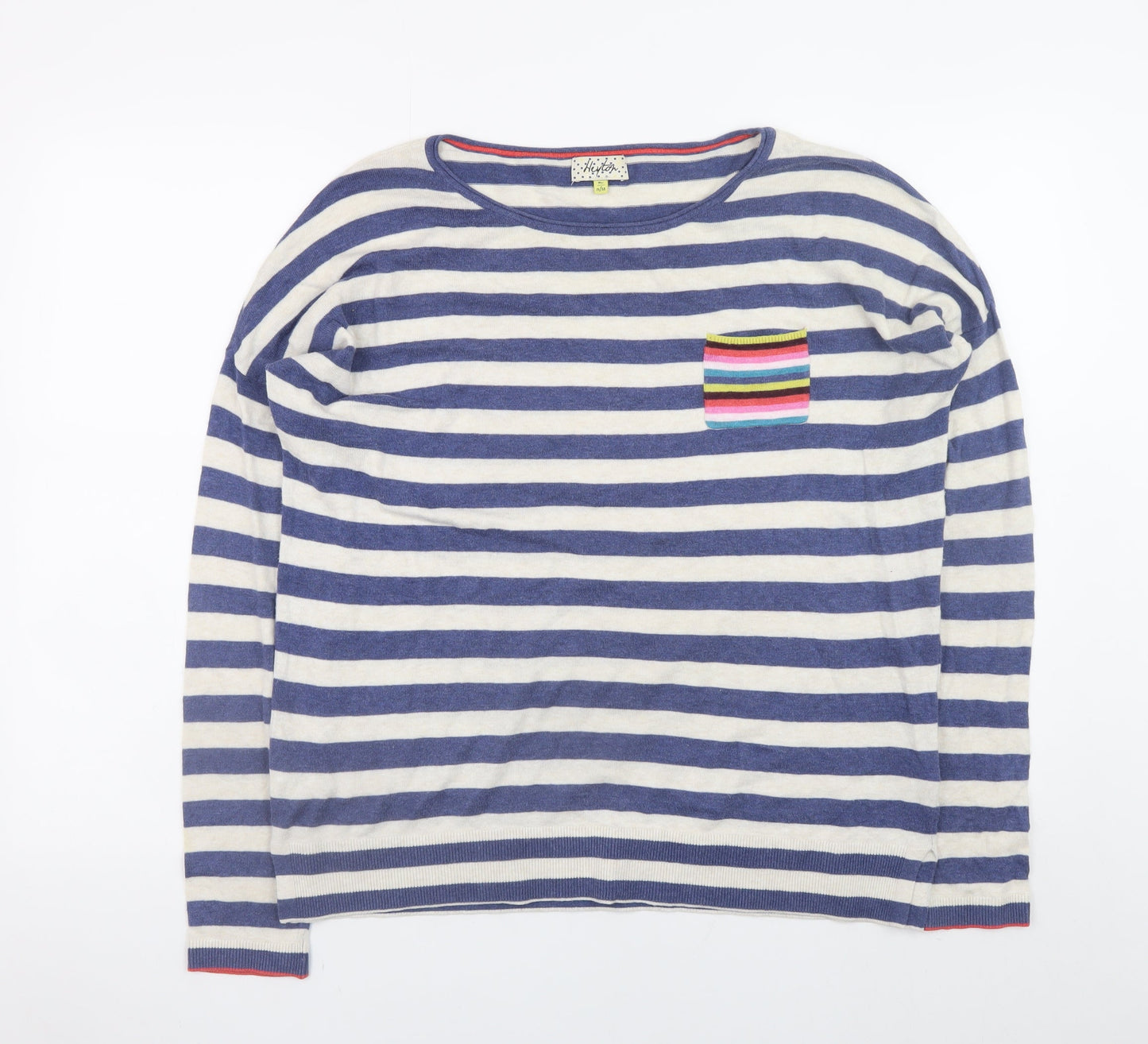 Heyton Womens Blue Striped Cotton Pullover Jumper Size 12