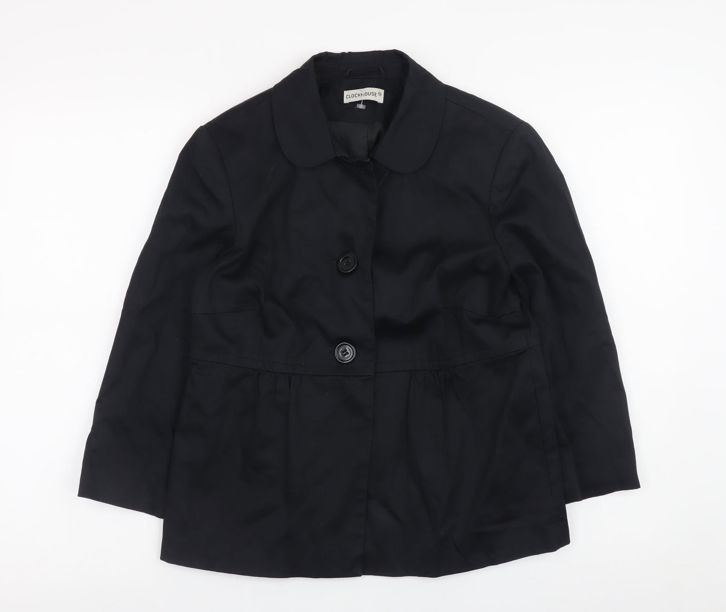 Clockhouse Women Black Cotton Blend Button Jacket Size 14