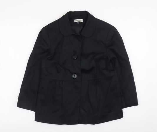 Clockhouse Women Black Cotton Blend Button Jacket Size 14