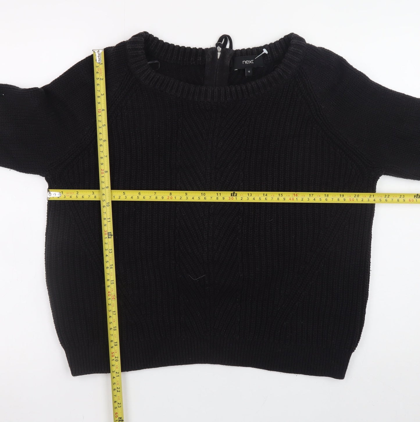 Next Women's Black Chunky-Knit Pullover Jumper Size 12