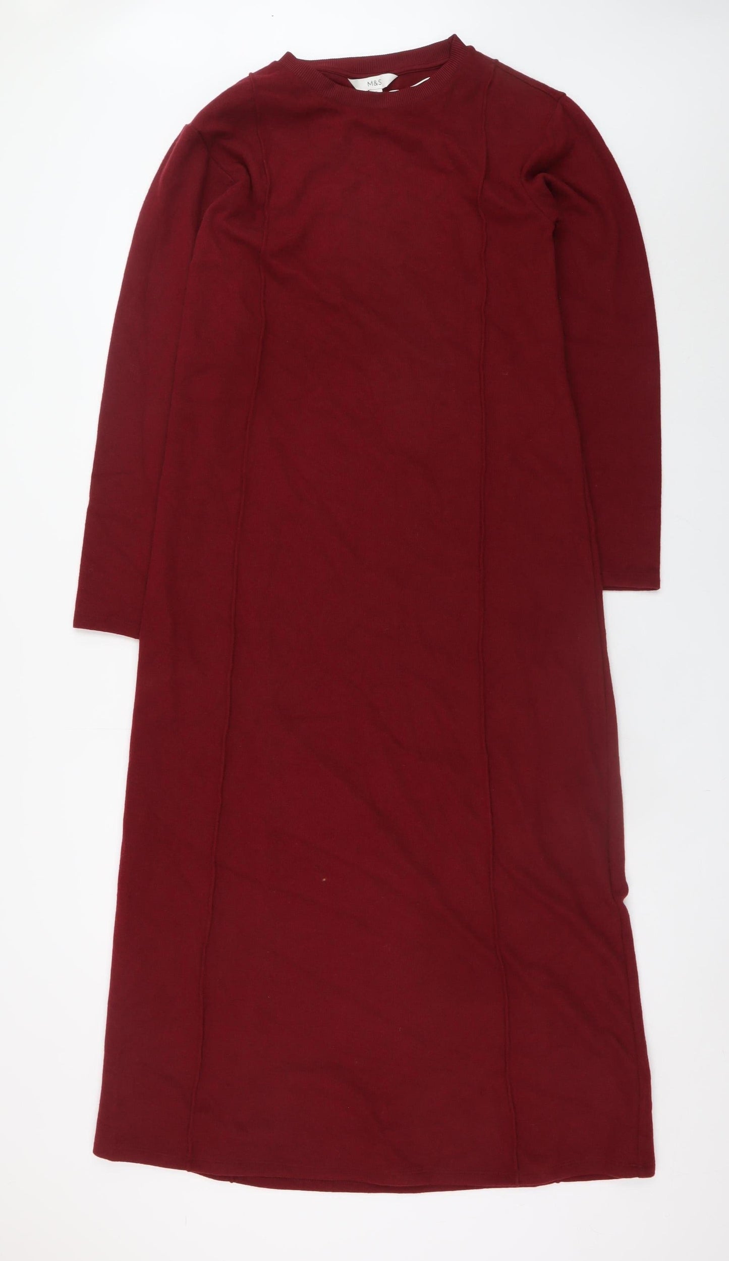 Marks and Spencer Women Red Tall Size 10 Shift Midi Dress
