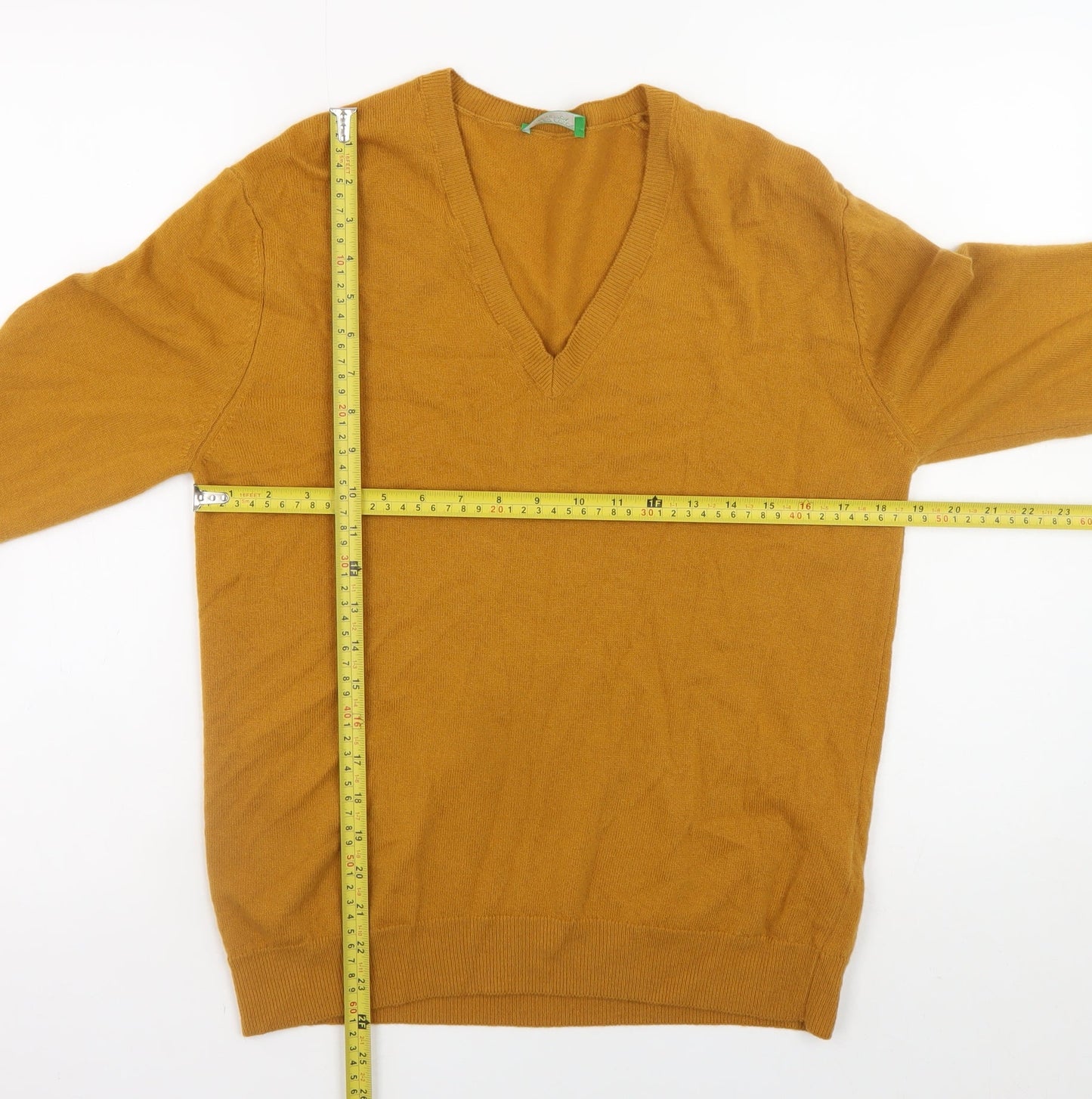 United Colors of Benetton Men’s Brown Wool V-Neck Jumper L