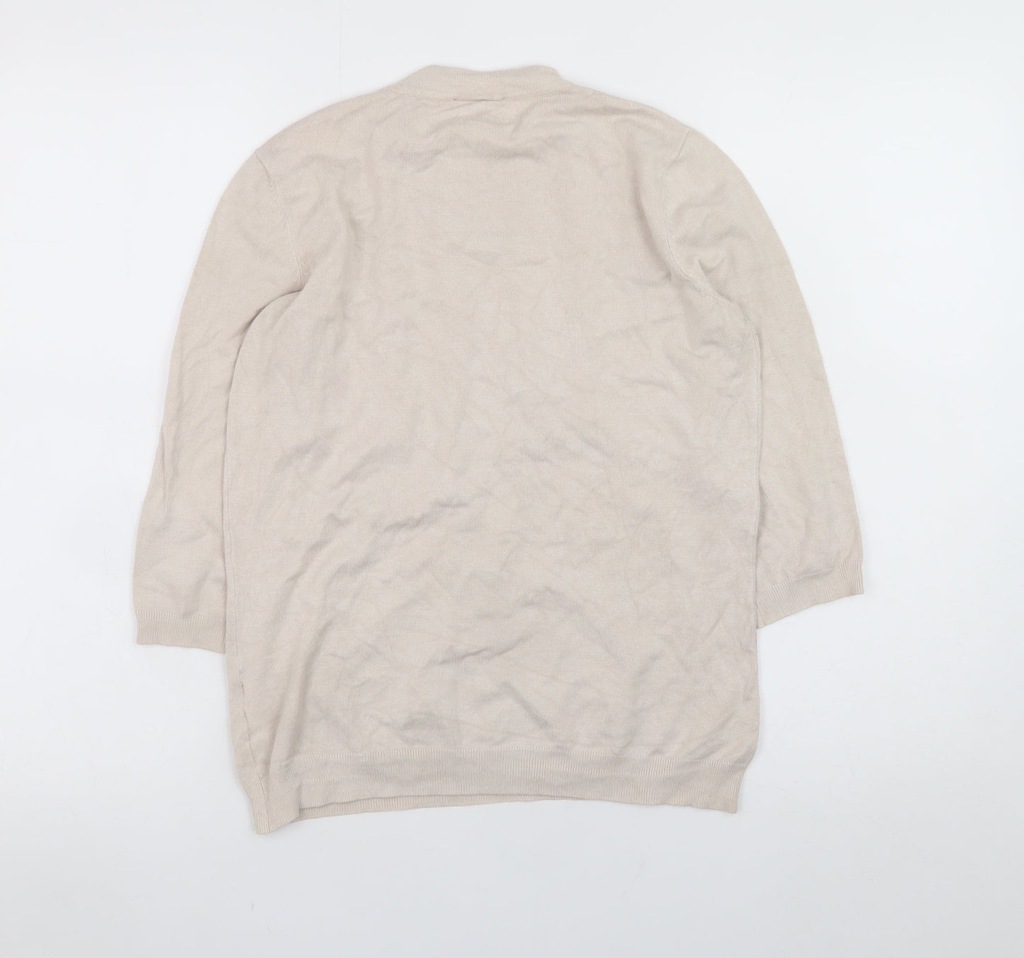 Warehouse Women Beige High Neck Ruffle Knit Jumper Size M