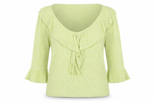 Marks & Spencer Per Una Green Knit Ruffle Jumper Women’s Size 12