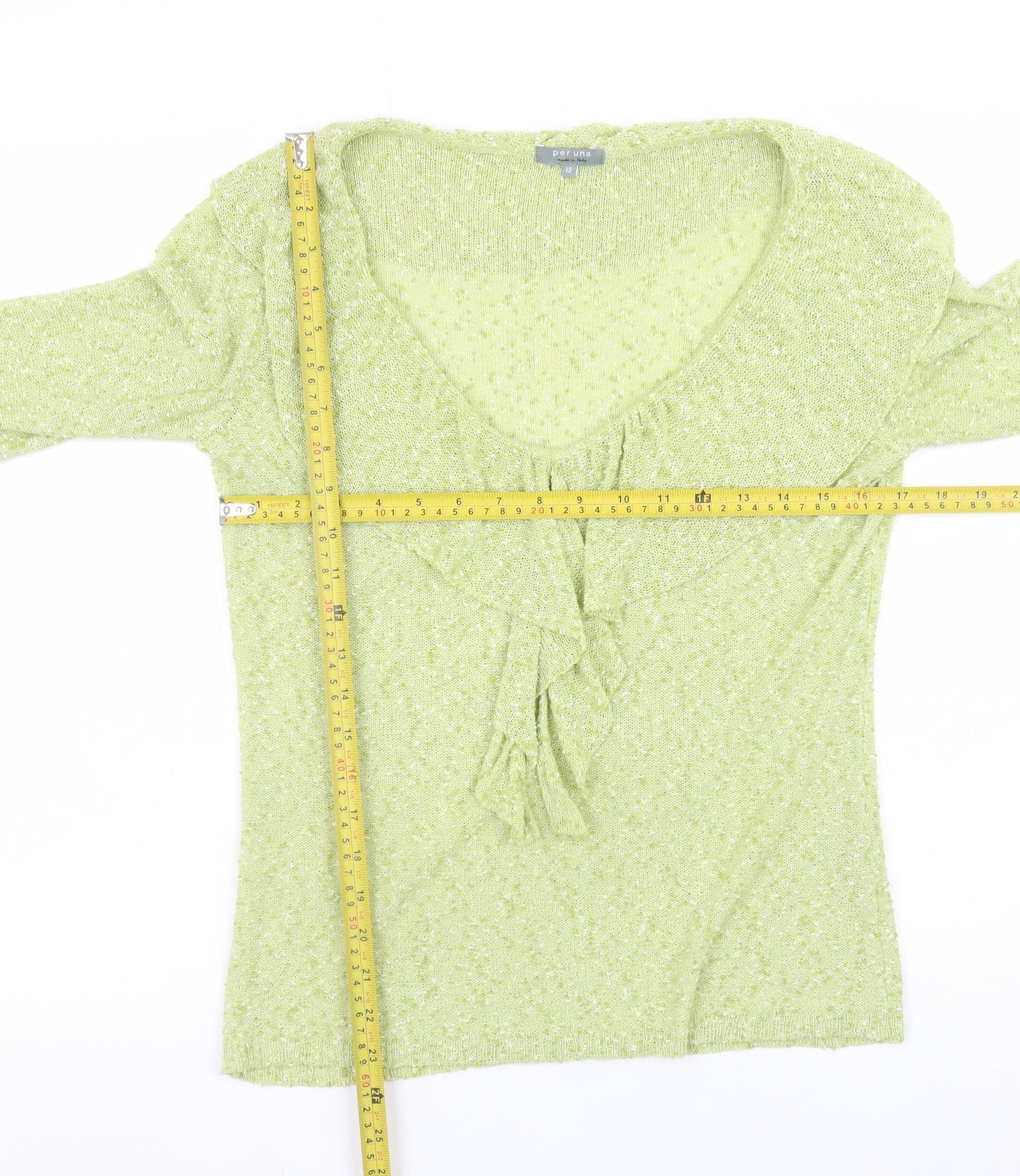 Marks and Spencer Per Una Green Knit Ruffle Jumper Women’s Size 12