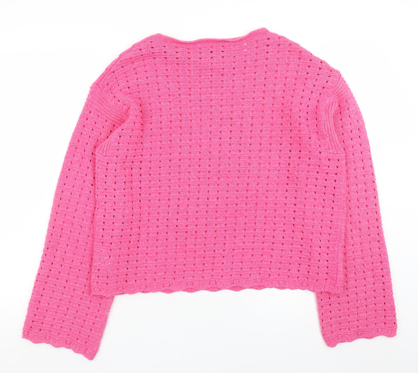 Marks and Spencer Women’s Pink Open-Knit Cotton Blend Jumper Size L