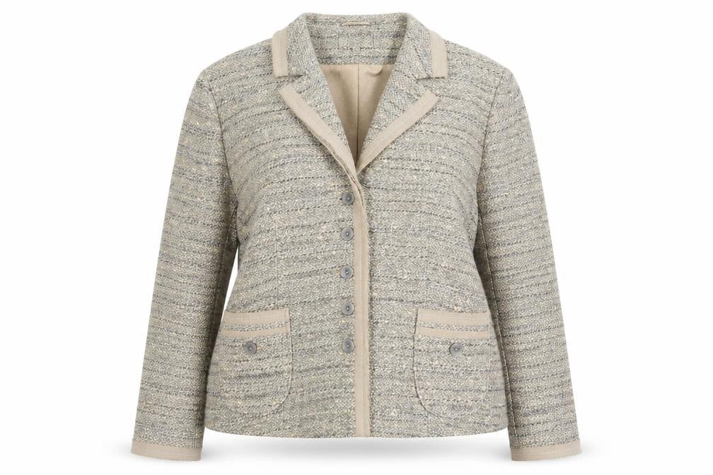Marks & Spencer Women Beige Tweed Cardigan Jacket UK 20 Classic Fit