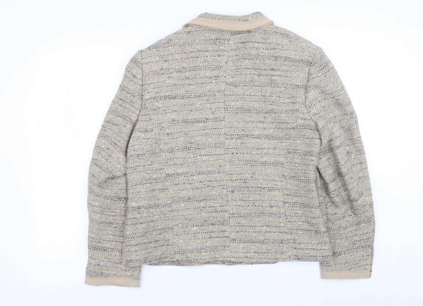 Marks and Spencer Women Beige Tweed Cardigan Jacket UK 20 Classic Fit