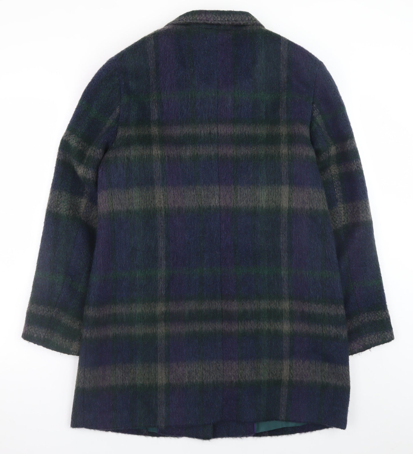 Marks and Spencer Women’s Multicoloured Wool Blend Plaid Overcoat UK 12