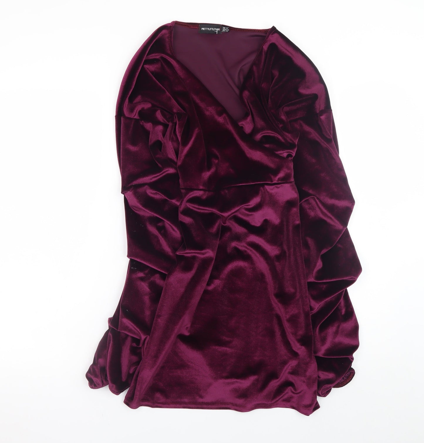 PrettyLittleThing Women's Purple Velvet Bodycon Dress Size 14