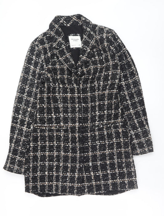 Abercrombie & Fitch Womens Black Tweed Check Blazer XS Petite