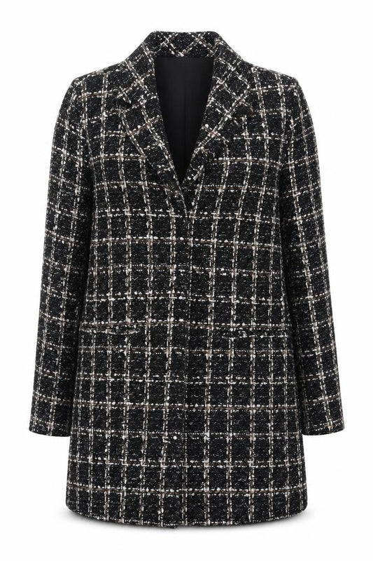 Abercrombie & Fitch Womens Black Tweed Check Blazer XS Petite