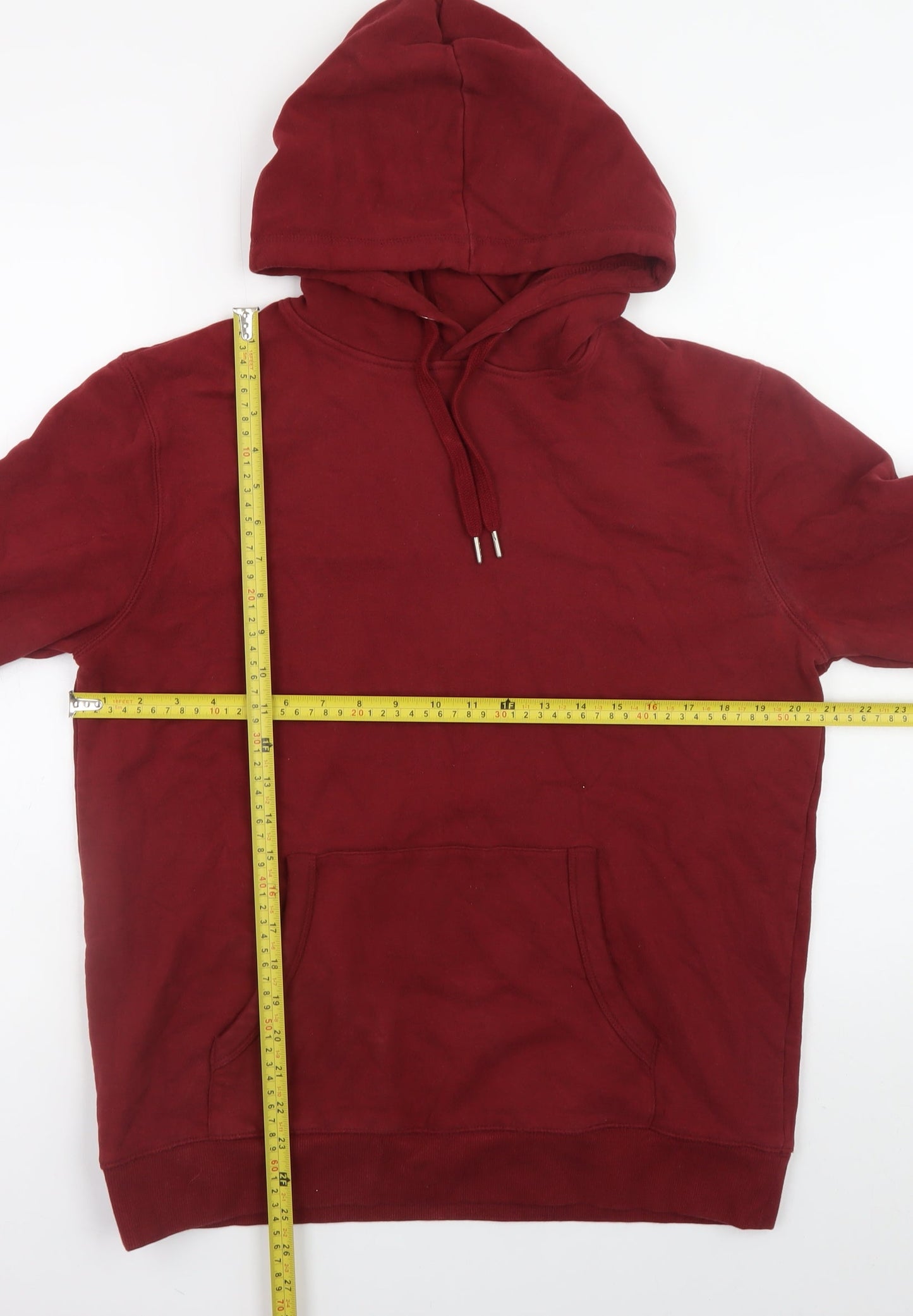 Meraki Men's Red Pullover Hoodie Size L Fleece Cotton Blend