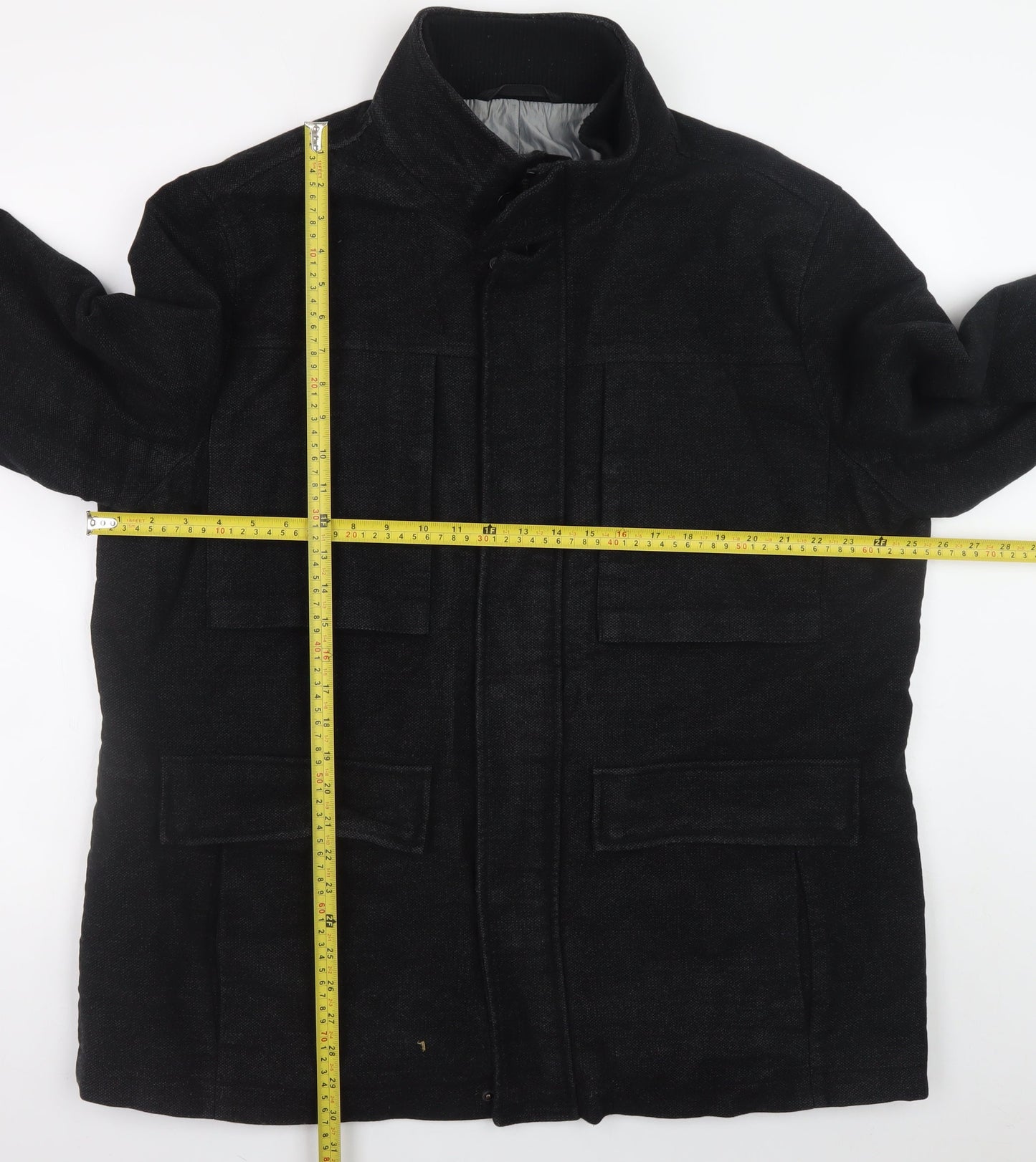 Marks and Spencer Men’s Black Wool Blend 2XL Overcoat Jacket