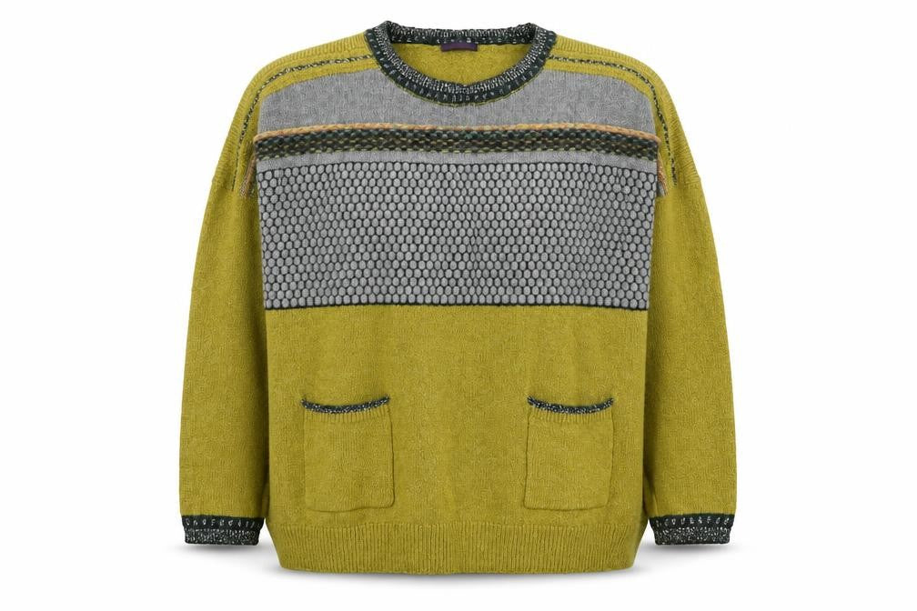 Promod Women’s Green Grey Wool Blend Pullover Jumper Size L