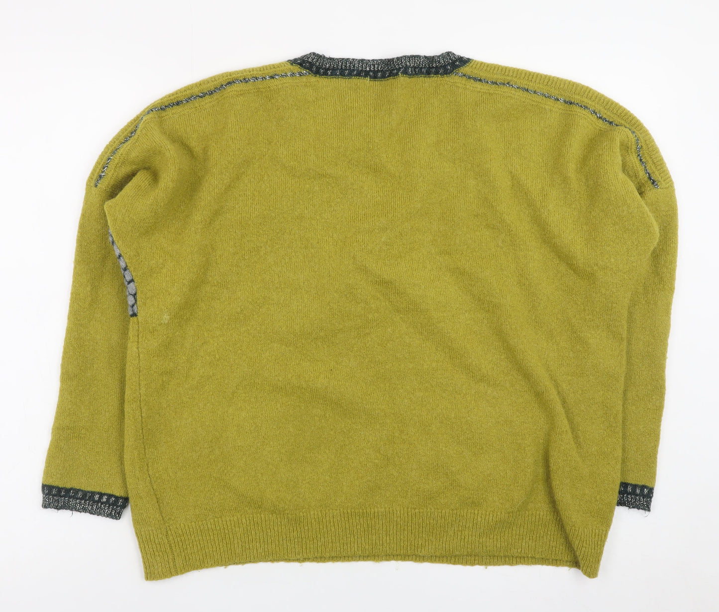 Promod Women’s Green Grey Wool Blend Pullover Jumper Size L