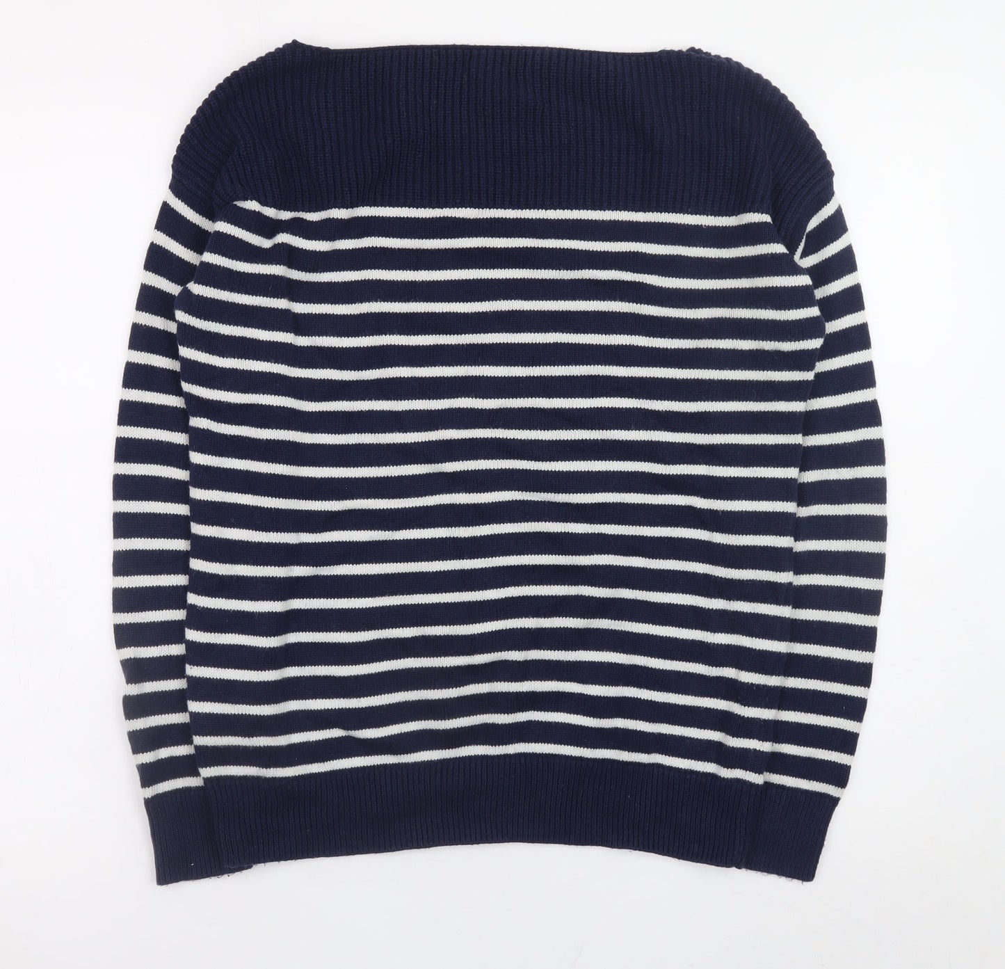 Gap Women’s Blue Striped Cotton Boat Neck Jumper Size S